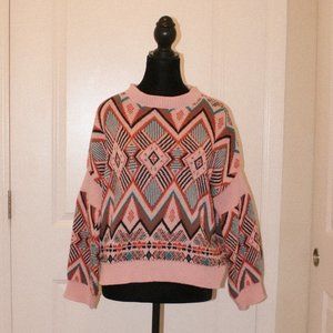 SHEIN - Pink Geometric Sweater - M